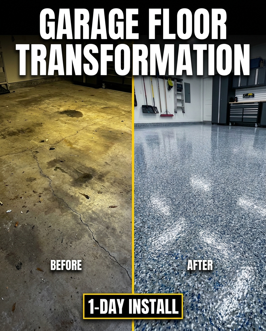Example Meta ad creative, showing a before and after split with bold headline text